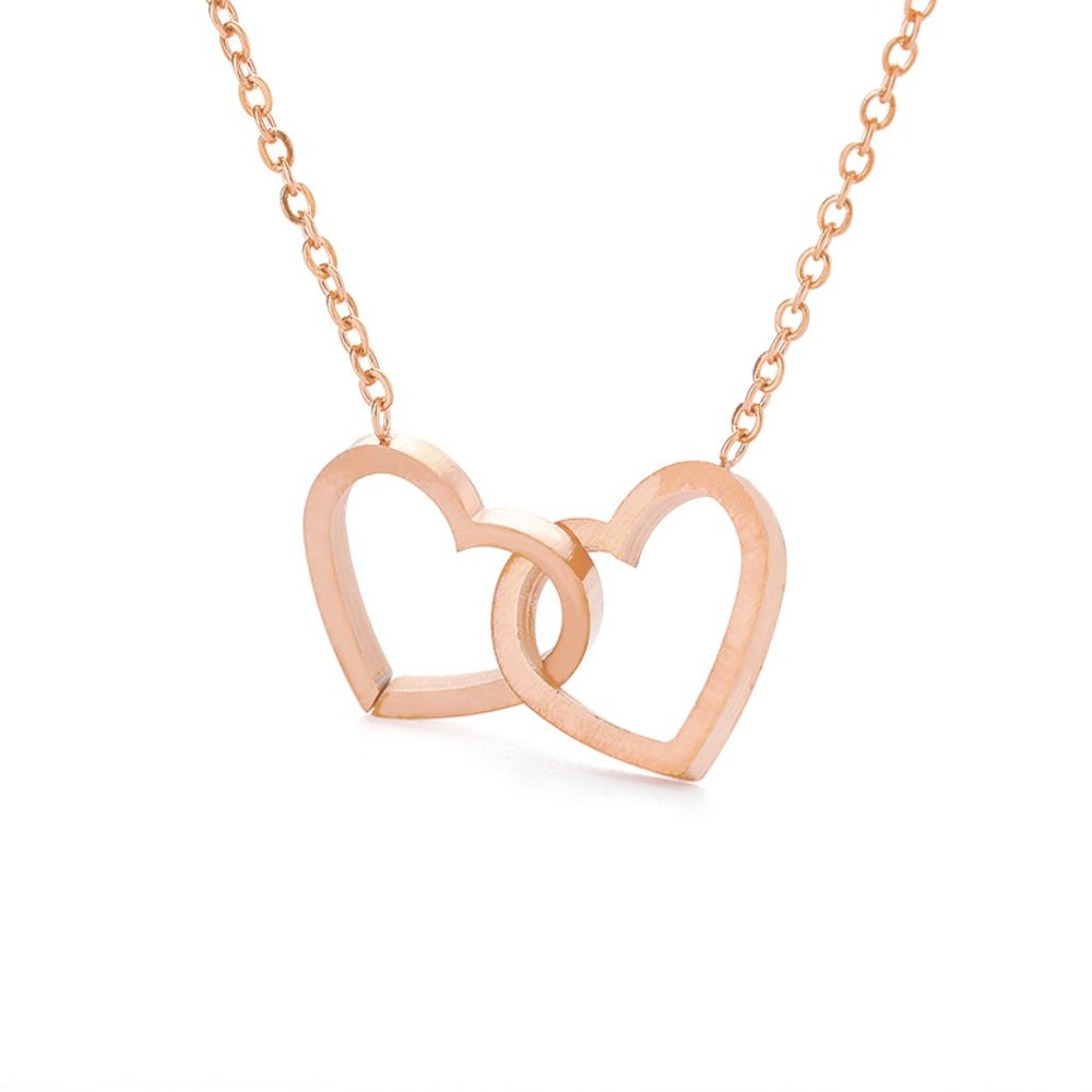 AMAZING ROSE GOLD DUBBLE HEART ROSE GOLD NECKLACE STAINLESS STEEL